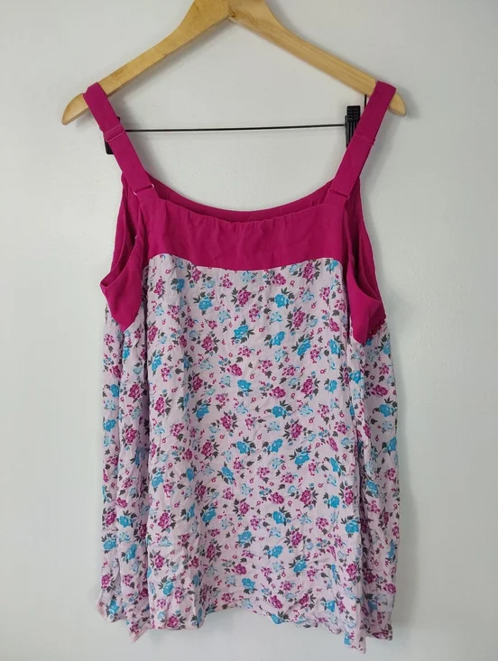 NWT Lane Bryant Pink Floral Pom Trim Detail Tank Top Summer Feminine - Picture 6 of 7